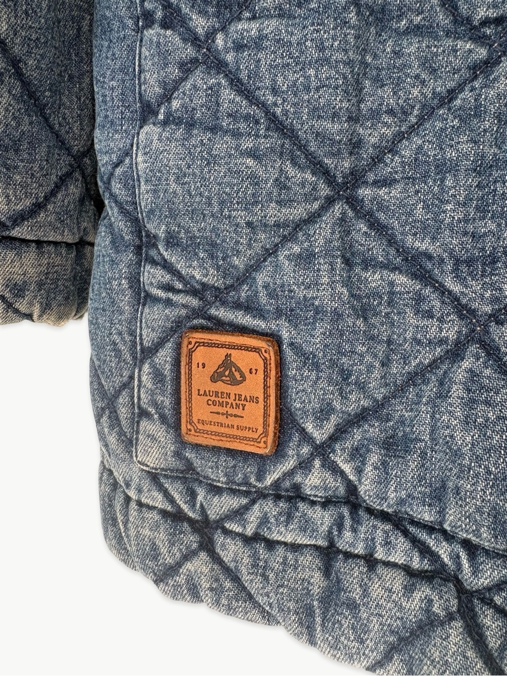 Vintage LRL Ralph Lauren Quilted Denim Chore Barn Jacket Size Small 90s Corduroy - Picture 13 of 16